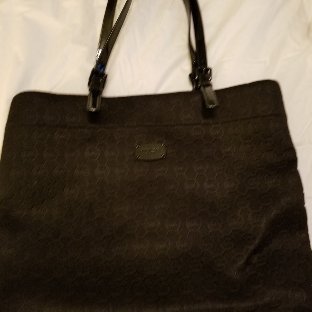 Large black foamy fabric michael kors bag